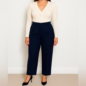 Fundamental Things Vintage Navy Pleated High Rise Trousers - Size 18